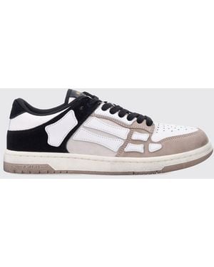Amiri Skel Top Low Distressed Leather Trainers - White