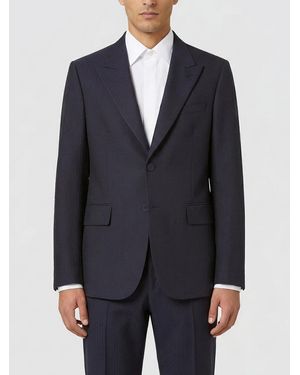 Fendi Blazer De Botonadura Sencilla De Lana Y Algodón - Azul
