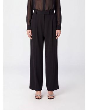 Giorgio Armani High-Waisted Wide-Leg Tailored Silk Pants - Black