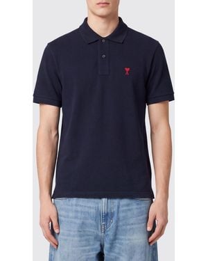 Ami Paris Short-Sleeved Polo Shirt - Blue