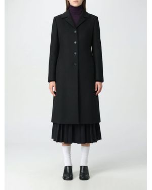 Jil Sander Single-Breasted Long Virgin Wool Coat With Lapel Collar - Black