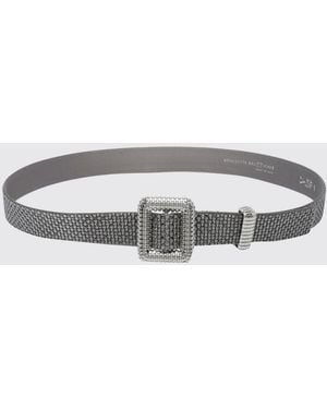 Benedetta Bruzziches Satin Belt With Crystal Jewelled Buckle - Grey