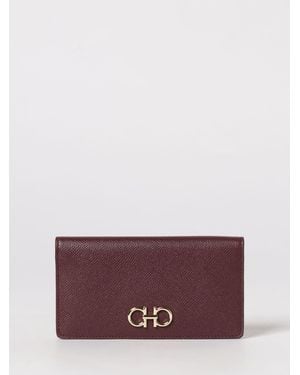 Ferragamo Gancini Grained Leather Wallet - Purple