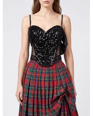 Vivienne Westwood Crêpe Bustier Top With Sequin Embroidery - Black