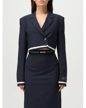 MSGM Blazer A Doppiopetto Crop - Blu