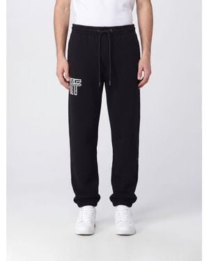 Off-White c/o Virgil Abloh Cotton Jogging Trousers With Logo Print And Diagonal Stripes - Blue