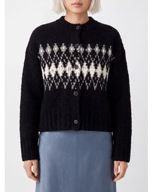 Altuzarra Wool Crewneck Cardigan With Abstract Jacquard Pattern - Black