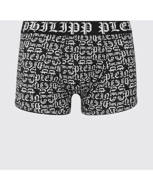 Philipp Plein Bóxers De Mezcla De Algodón Elástico Con Estampado De Letras - Negro