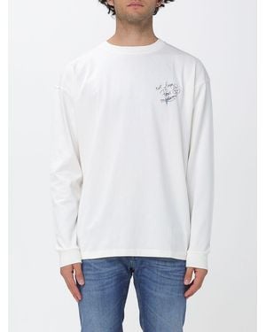 Drole de Monsieur Long-Sleeved Cotton T-Shirt With Logo And Slogan Print - White