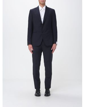 Caruso Single-Breasted Wool Blend Suit By - Blue
