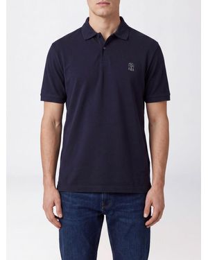 Brunello Cucinelli Kurzärmeliges Baumwoll-Poloshirt Von Mit Gesticktem Logo - Blau