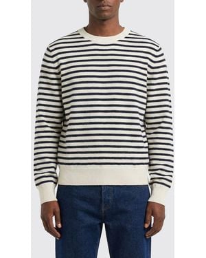 A.P.C. Gestreiftes Strickoberteil Aus Baumwolle Und Kaschmir - Schwarz