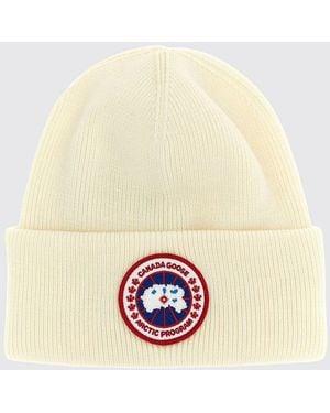 Canada Goose Ribbed Merino Wool Beanie With Embroidered Logo Patch - White