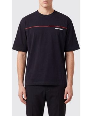 DSquared² Camiseta De Algodón Con Logo En Contraste - Negro