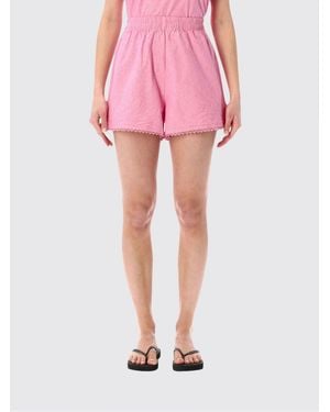 American Vintage High-Waisted Cotton Shorts With Elasticated Waist - Pink