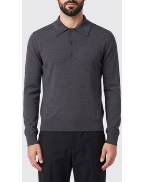 Valentino Garavani Slim Fit Virgin Wool Long-Sleeved Polo Shirt - Blue