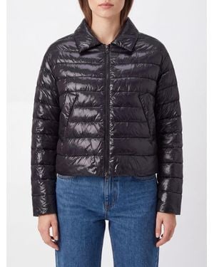 Herno Kurze Gesteppte Daunenjacke Aus Ultraleichtem Nylon Von Mit Klassischem Kragen - Schwarz