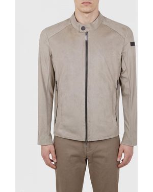 Rrd Chaqueta Biker De Ante Sintético Con Corte Slim Y Bolsillos Con Cremallera - Gris