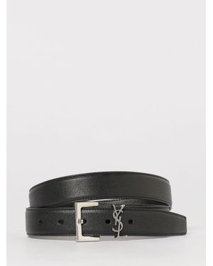 Saint Laurent Ysl Lambskin Leather Belt - Black