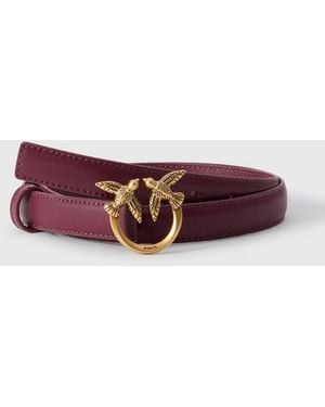 Pinko Love Birds Gürtel Aus Kalbsleder Mit Monogramm-Metallschnalle - Rot