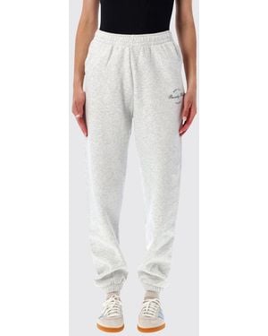 Sporty & Rich Sporty &Amp Rich High-Waisted Slim-Fit Cotton Jogging Trousers With Logo - White