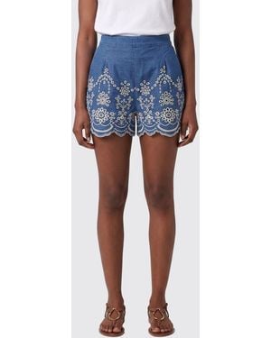 MC2 Saint Barth Striped Cotton Shorts - Blue