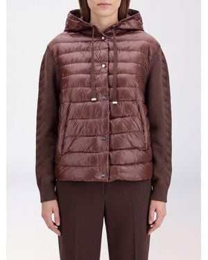 Herno Kurze Wasserdichte Nylon-Daunenjacke Mit Kapuze Und Rippbündchen - Rot