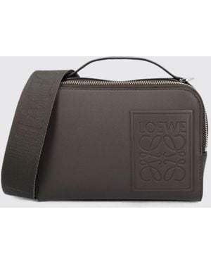Loewe Bolso Cámara Pequeño De Piel De Ternera Con Monograma Anagram Grabado - Gris