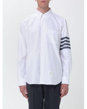 Thom Browne Klassisches Hemd Aus Baumwollpopeline Mit 4-Bar-Streifenmotiv - Weiß