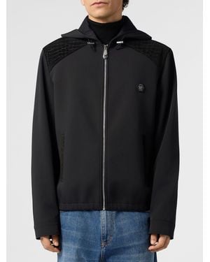 Philipp Plein Coupe-Vent À Capuche À Imprimé Crocodile Et Logo Hexagon - Noir