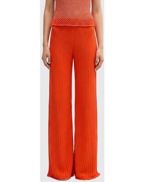 MACCAPANI Bouncy Palazzo Cotton Pants - Red