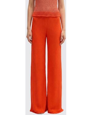 MACCAPANI Bouncy Palazzo Cotton Trousers - Red