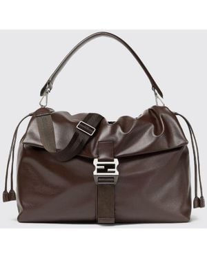 Fendi Flux Maxi Messenger Leather Bag - Brown