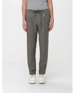 Manuel Ritz Linen Slim Fit Trousers With Drawstring - Grey