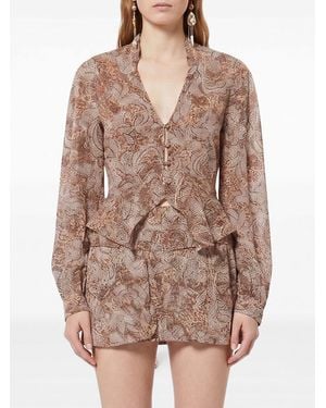 Isabel Marant Celeny Cotton Voile Shirt - Brown