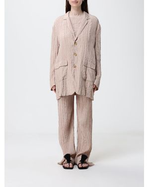 Alysi Pleated Silk Blazer - Natural
