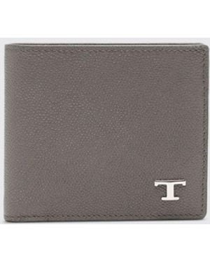 Tod's T Timeless Grained Leather Wallet - Grey