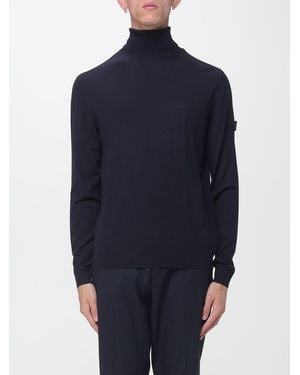 Peuterey Pure Wool Turtleneck With Long Sleeves And Applied Logo Patch - Blue