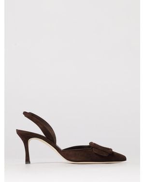 Manolo Blahnik Maysli Suede Slingback Pumps With Decorative Buckle - Multicolor