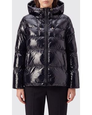 Pinko Kurze, Wasserdichte, Gesteppte Nylon-Daunenjacke Mit Kapuze Und Elastischen Bündchen - Schwarz
