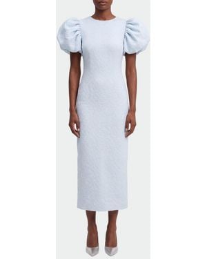 ROTATE BIRGER CHRISTENSEN Floral Print Mesh Midi Dress - Blue