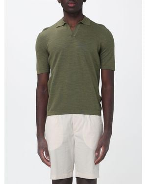 Brooksfield Linen Bowling Collar Polo Shirt - Green