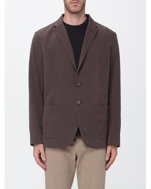 Herno Single-Breasted Technical Fabric Blazer With Patch Pockets - Brown