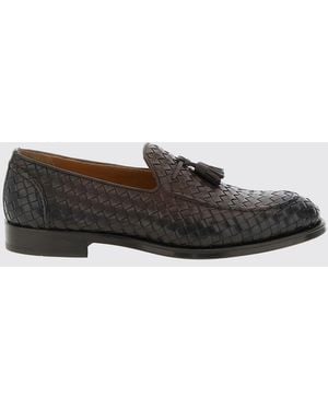 Doucal's Woven Calfskin Leather Loafers With Tassels And Leather Sole - White