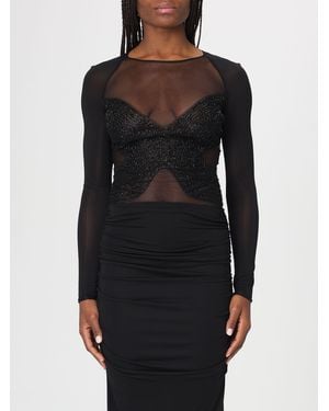 Elisabetta Franchi Stretch Viscose Bodysuit Top - Black