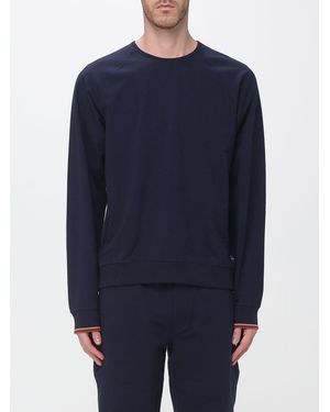 Paul Smith Cotton Crewneck Sweater With Long Sleeves And Ribbed Trims - Blue