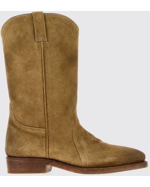 Jil Sander Bottes Western En Daim Avec Bout Effilé - Marron