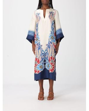 La DoubleJ Printed Silk Midi Dress - Blue