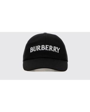 Burberry Cotton Twill Hat With Embroidered Logo - Black
