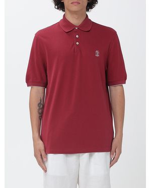 Brunello Cucinelli Baumwoll-Poloshirt Mit Logo - Rot